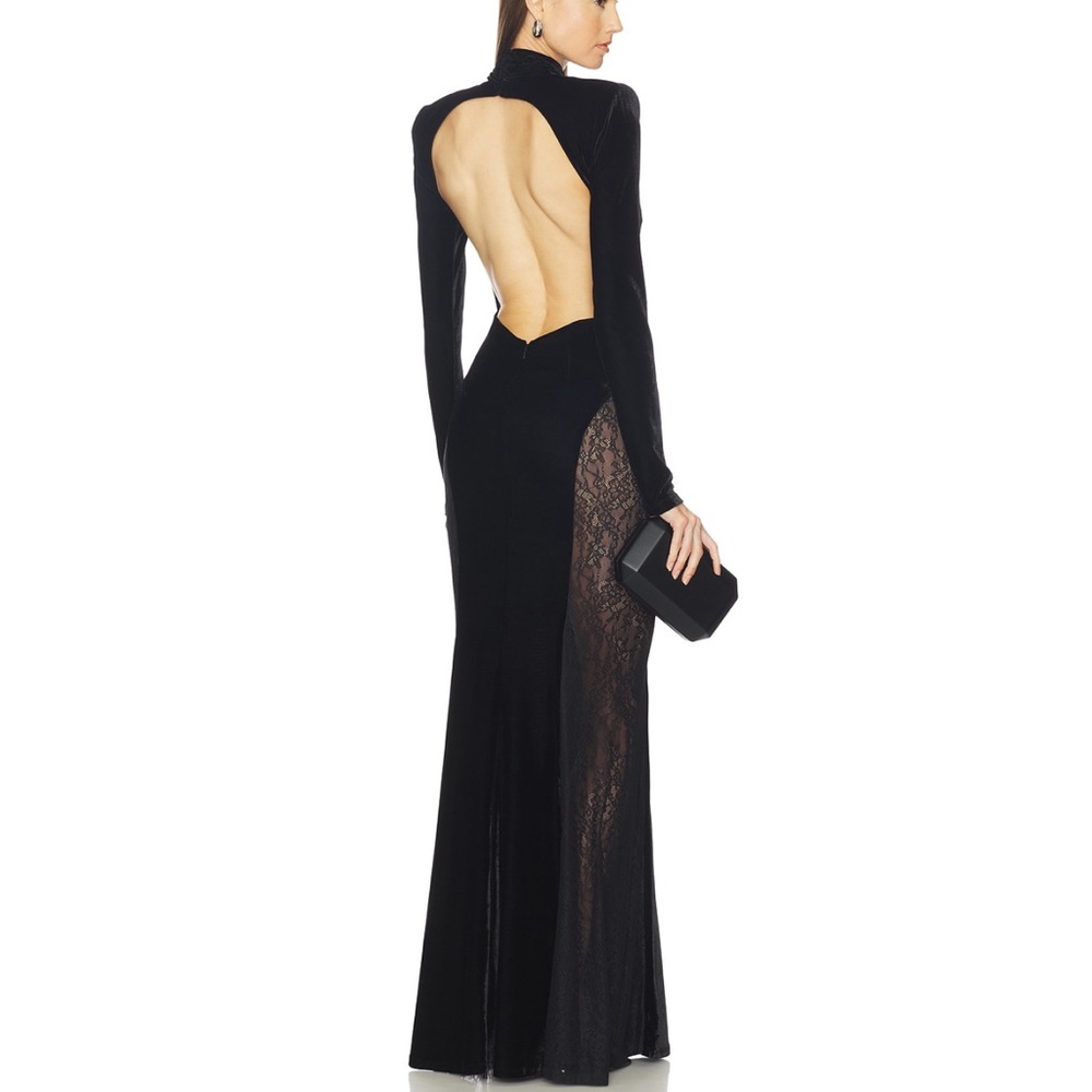 REVOLVE Sarto Velvet Gown in Black (currently sold out/pre order only on revolve